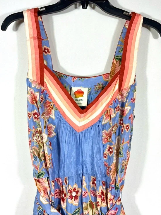 Farm Rio Superbloom Tapestry Cotton Blend Maxi Dress Blue Medium NEW - Picture 7 of 17